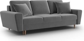 Divano grigio chiaro allungabile e con contenitore con rivestimento in velluto 235 cm Kyoto – Cosmopolitan Design