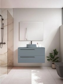 Mobile da bagno sospeso sotto lavabo L 100 x H 55 x P 39.5 cm blu laccato opaco, 2 cassetti VISOBATH Mia