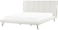 Letto King Size Gambe in metallo in finta pelle bianca 180 cm con testiera imbottita