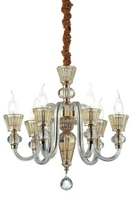 Lampadario Classico Strauss Vetro Oro 6 Luci E14