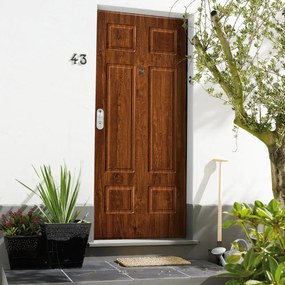 Porta blindata DI.BI. Iro L 85 x H 210 cm in PVC noce scuro, apertura spingere a destra, falso telaio incluso