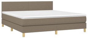 Letto a molle con materasso e led tortora 180x200 cm in tessuto