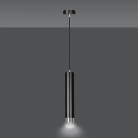 Sospensione 1 Luce Brunilde In Acciaio Nero Con Tubolare In Nero E Cromo