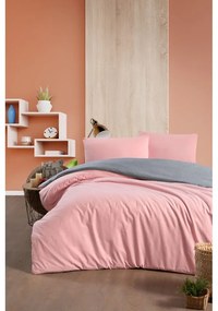 Lenzuolo matrimoniale in cotone / lenzuolo allungato in salmone/grigio 200x220 cm - Mila Home