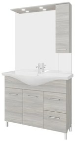 Mobile sottolavabo e lavabo con sifone Symoa legno grigio in truciolare L 105 x H 81.5 x P 50.5 cm, 2 ante 2 cassetti