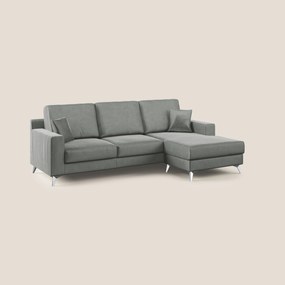 Michael divano moderno angolare con penisola in morbido velluto impermeabile T01 grigio chiaro