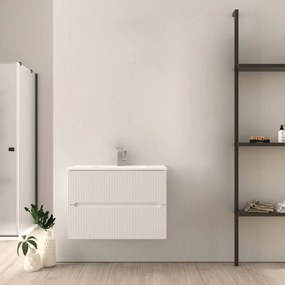 Mobile bagno 80 cm bianco opaco cannettato Riga