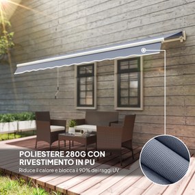 Tenda da Sole per Esterno 360x250 cm a Bracci Avvolgibile con Apertura a Manovella Grigio...