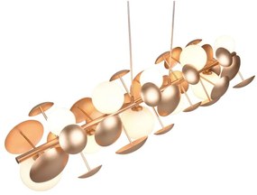 Lampada a sospensione con paralume in vetro bianco-dorato Bubble - Trio Select