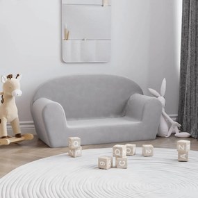 Divano Per Bambini A 2 Posti Grigio Chiaro İn Morbido Peluche /
