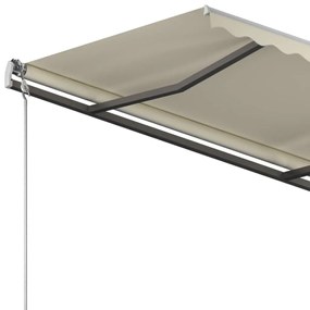 Tenda da Sole Retrattile Manuale con Pali 4x3,5 m Crema