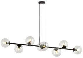 Lampadario Contemporaneo 8 Luci Durga In Acciaio Nero E Sfere Vetro Trasparente