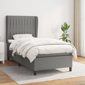 Giroletto A Molle Con Materasso Grigio Scuro 80x200 Cm Tessuto /