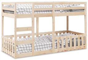 Letto A Castello 80x200 Cm İn Legno Massello Di Pino /
