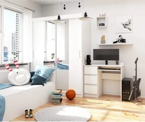 Scrivania 90x50 Con 3 Cassetti Laterali A Sinistra Artika Bianca