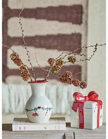 Vaso bianco in gres a tema natalizio (altezza totale 16 cm) Yule – Bloomingville