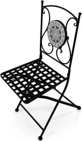 Set Tavolo Mosaico 80 Cm Completo Di 2 Sedie Pieghevoli In Acciaio E Ceramica