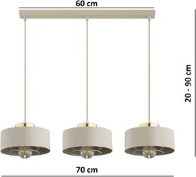 Brilagi - Lampadario a cavo SPRING 3xE27/60W/230V beige/oro