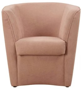 Poltrona cipria in tessuto antimacchia dal design moderno imbottita
