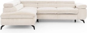 Divano angolare color crema (con penisola a sinistra/a L) con rivestimento in velluto a coste Marbeya – Ropez