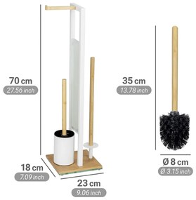 Porta carta igienica bianco/di colore naturale in acciaio con supporto con spazzola Rivalta – Wenko