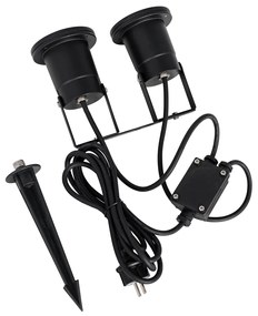 Faretto da giardino nero con cavo e spina, 2 luci IP65 - Basic