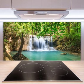 Pannello cucina paraschizzi Cascata del lago della foresta naturale 100x50 cm