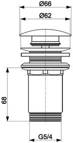 KFA Armatura 660-253-81-Scarico del lavabo senza trabocco CLICK-CLACK diametro 6,6 cm opaco nero