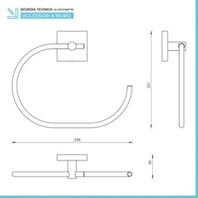 Set accessori a muro 6 pezzi in acciaio cromato e viti incluse Easy