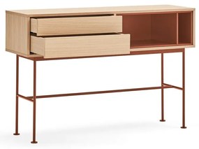 Consolle rosso mattone con impiallacciatura in rovere Yoko - Teulat