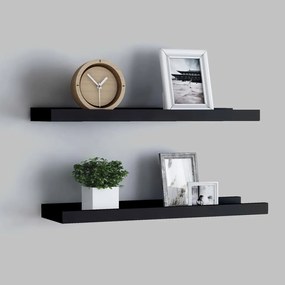 Mensole Con Sporgenza 2 Pz Nere 60x9x3 Cm Mdf /