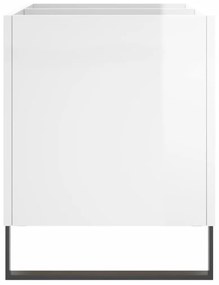 Mobile Porta Dischi Bianco Lucido 74,5x38x48 Legno Multistrato