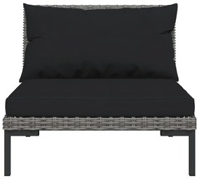 Set divani da giardino 9pz con cuscini polyrattan grigio scuro