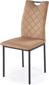 Sedia K577 in velluto beige con struttura nera
