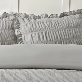 Set copripiumino e federa grigio in crêpe per letto singolo 135x200 cm Seersucker Frill – Catherine Lansfield
