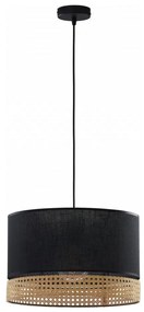Lampadario a sospensione con filo PAGLIA 1xE27/15W/230V nero/rattan