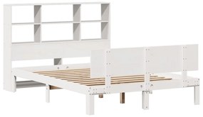 Letto libreria senza materasso bianco 140x190 cm legno di pino