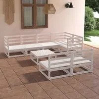 Set Divani da Giardino 8 pz Bianco in Legno Massello di Pino 3075650