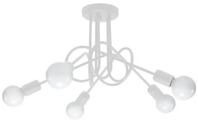 Sollux SL.1432 - Lampadario a plafone LOOP 5xE27/15W/230V bianco