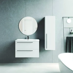 Mobile da bagno sotto lavabo VISOBATH bianco laccato opaco L 80 x H 55 x P 45 cm 2 cassetti, lavabo non incluso