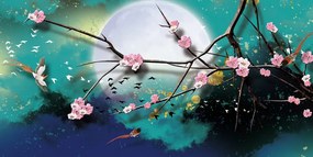 Quadro su tela – Rami dell'albero sotto la luna piena