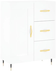 Credenza Bianca 69,5x34x180 cm in Legno Multistrato