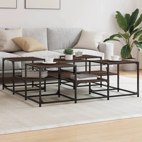 Tavolino Salotto Rovere Marrone 121x121x40 Cm Legno Multistrato /