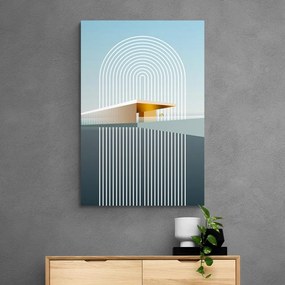Quadro su tela – Arcobaleno con sfondo astratto Mid-Century