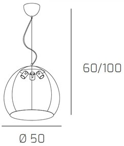 Sospensione Moderna Basket Alluminio E Metallo Grigio 3 Luci E27 50Cm