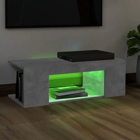 Mobile porta tv con luci led grigio cemento 90x39x30 cm