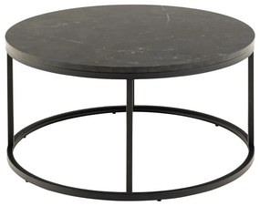 Tavolino rotondo nero con piano effetto marmo ø 80 cm Spiro - Actona
