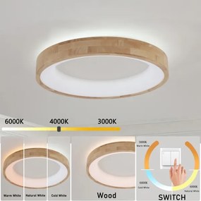 Brilagi-LED Plafoniera FALCON WOOD LED/40W/230V 3000/4000/6000K 60 cm legno