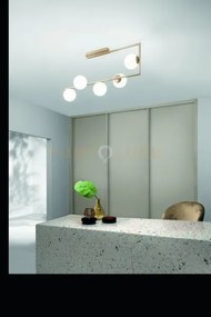 Plafoniera monile oro 5 luci attacco e14 con sfere opali  bianche l...