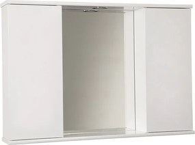 Specchiera bagno Bianco Lucido 92 cm a 2 ante lisce con luce LED